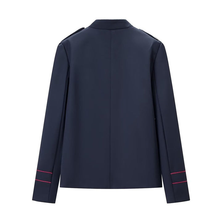 Women’s military-inspired parade jacket with stand-up collar and decorative button placket Mune Fashion