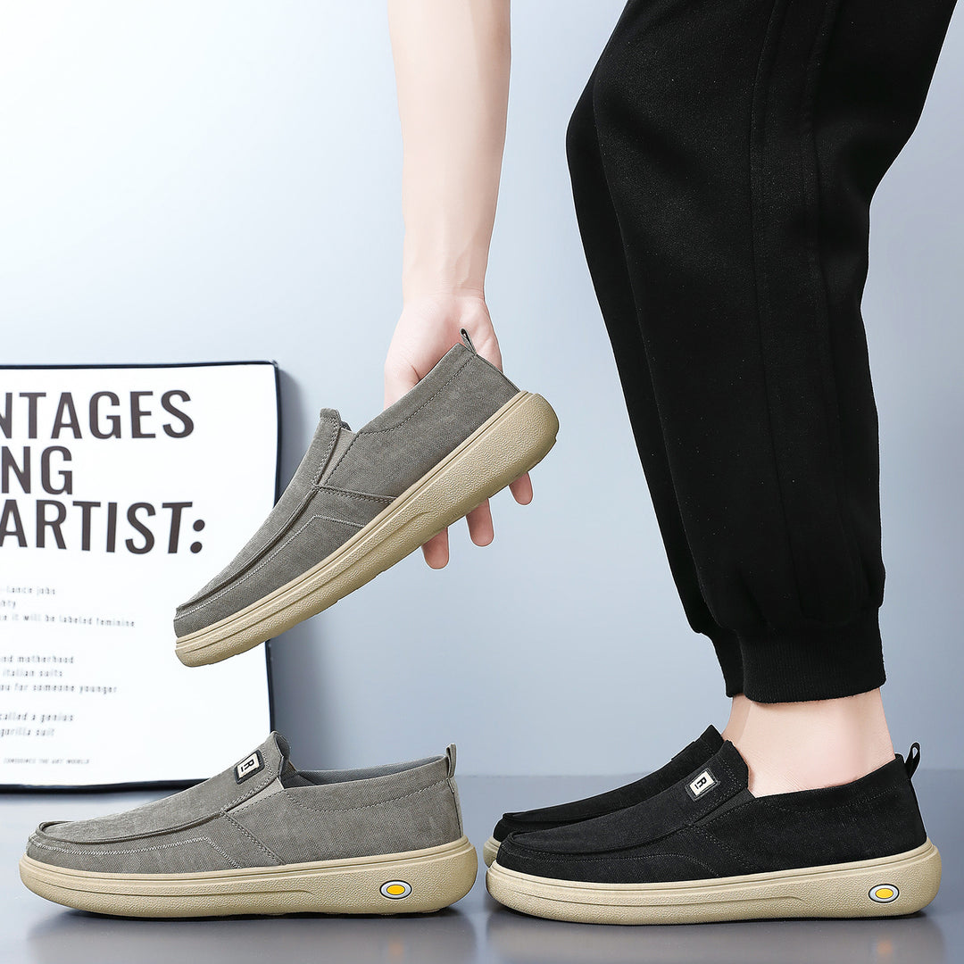 Men's casual canvas slip-on leisure shoe with memory insole and shock-absorbing rubber sole Mune Fashion