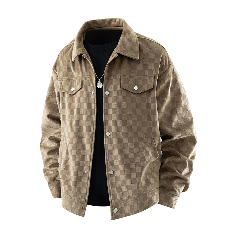 Men's Fashion Jacket with Check Pattern