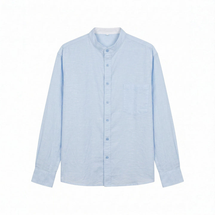 Men's Lightweight Cotton Oxford Shirt with Stand Collar and Chest Pocket Mune Fashion