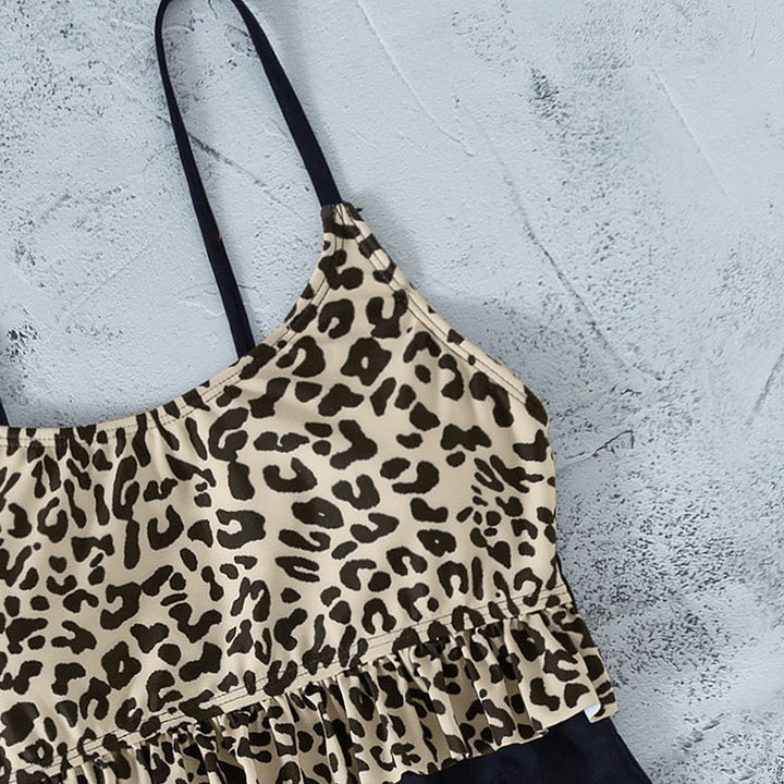 Women’s One-Piece Swimsuit with Voluminous Ruffle Design and Animal Print Mune Fashion