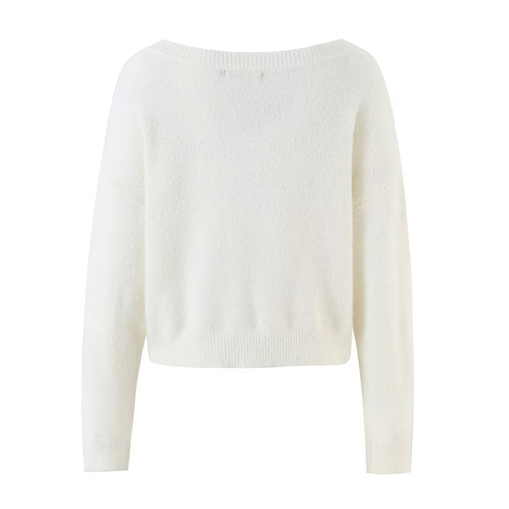 Women's Cozy Oversized Sweater with Wide Boat Neck Drune