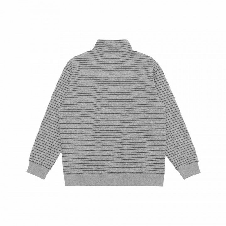Unisex Oversize fine knit pullover with half zipper and stand-up collar Mune Fashion