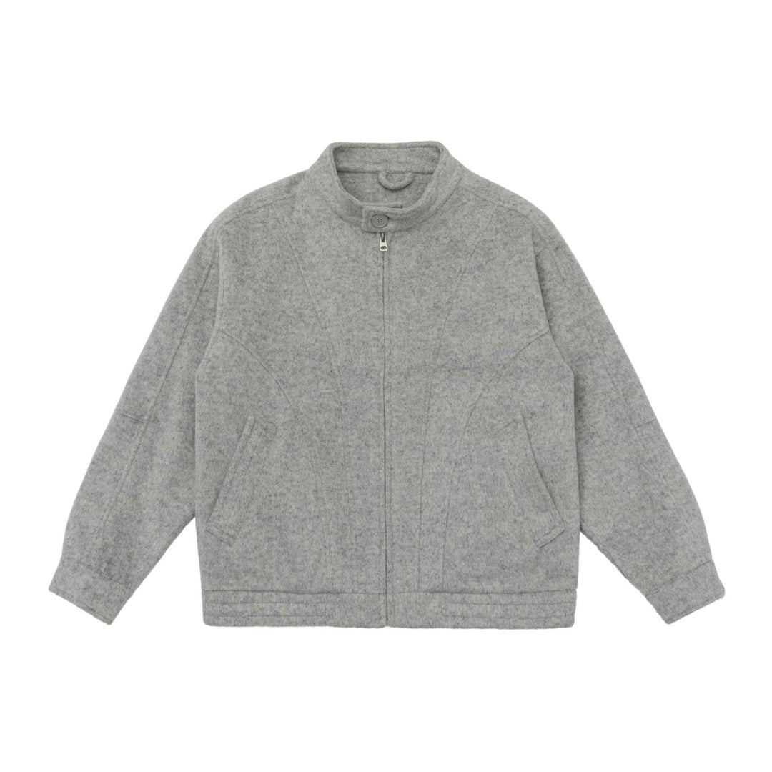 Unisex Slim Fit Wool Blend Blouson Jacket with High Stand Collar and Concealed Zipper Mune Fashion