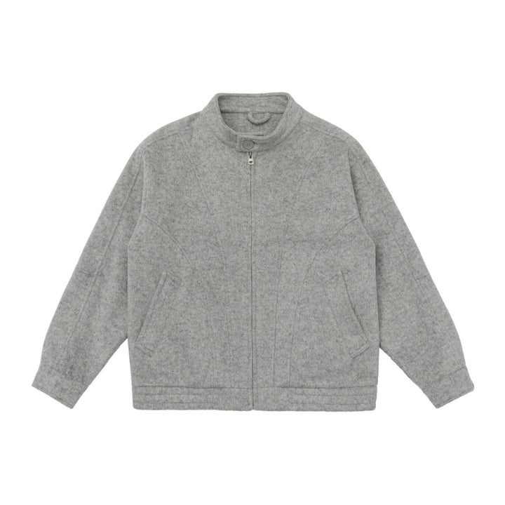 Unisex Slim Fit Wool Blend Blouson Jacket with High Stand Collar and Concealed Zipper Mune Fashion