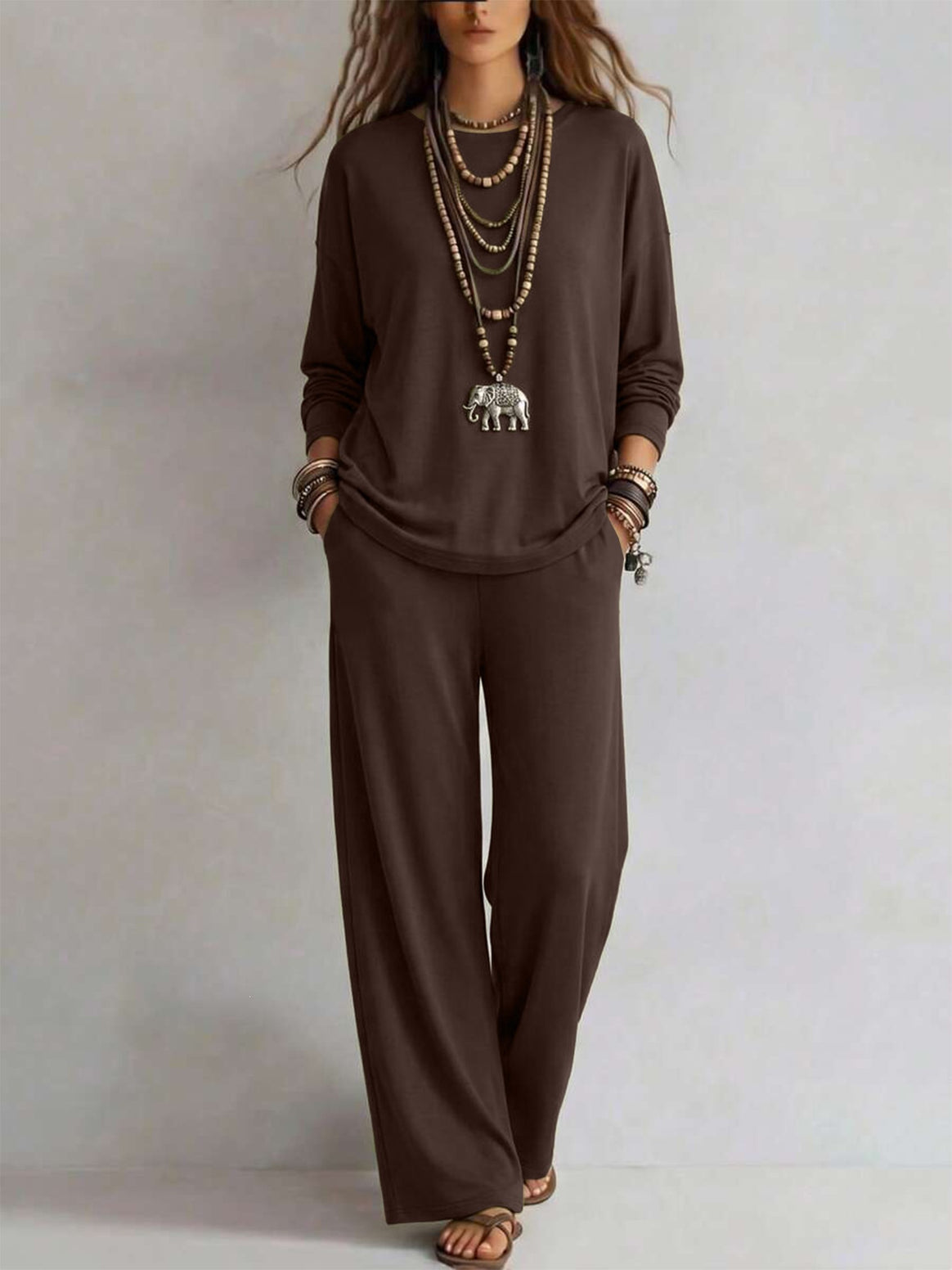 Women's loungewear set with wide waistband and oversized long sleeve shirt Mune Fashion