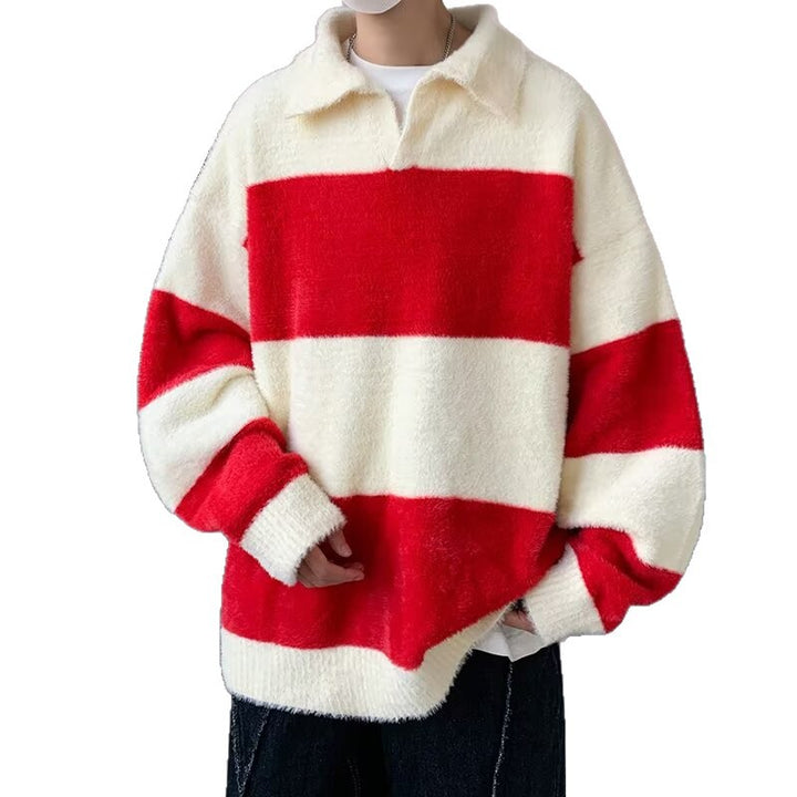 Men's Cozy Chunky Knit Sweater with Modern Stripes Mune Fashion
