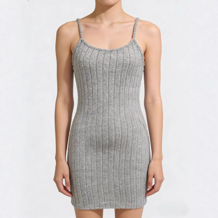 Women's Ribbed Knit Dress with Matching Short Cardigan Drune