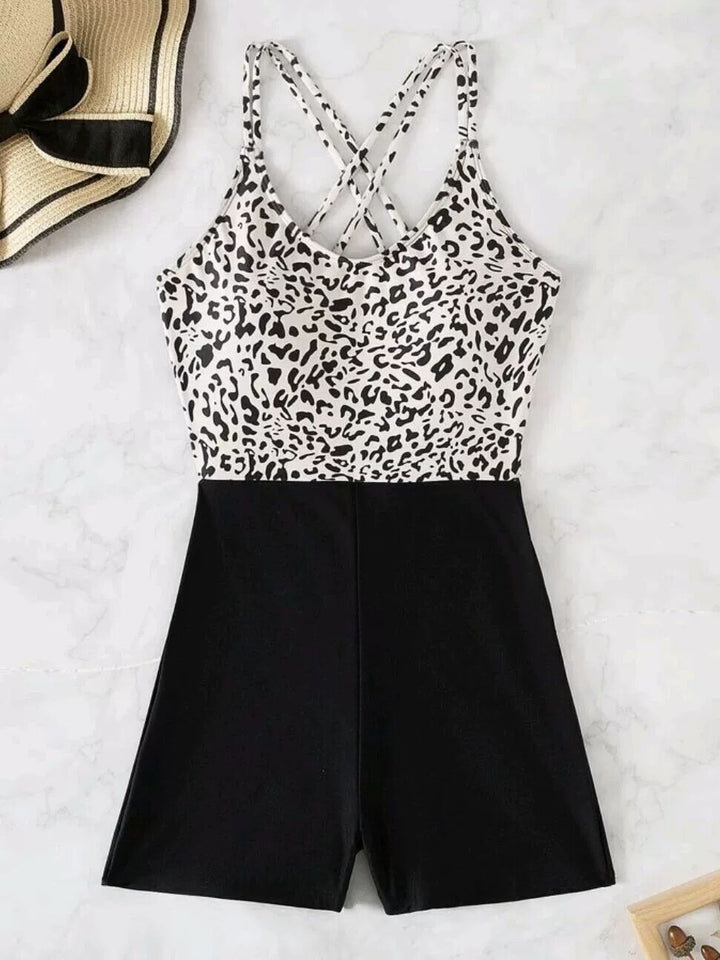 Ladies sporty swimsuit with stylish leopard pattern Mune Fashion