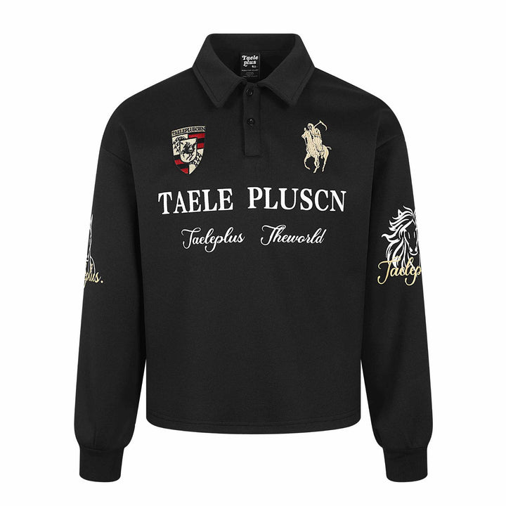 Unisex Long-Sleeve Rugby Polo Shirt with Embroidery and Kent Collar Mune Fashion