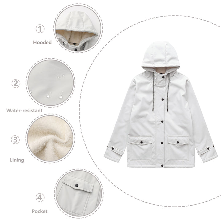Women's water-repellent parka with hood, fleece-lined interior and large flap pockets Mune Fashion