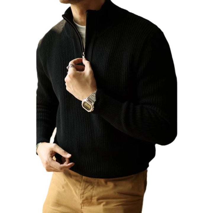 Men's Knit Sweater with Stand Collar Mune Fashion