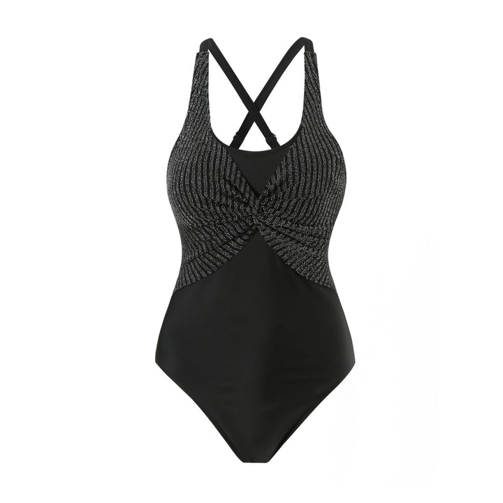 Women's Sporty One-Piece Swimsuit with Stylish Wrap Design Mune Fashion