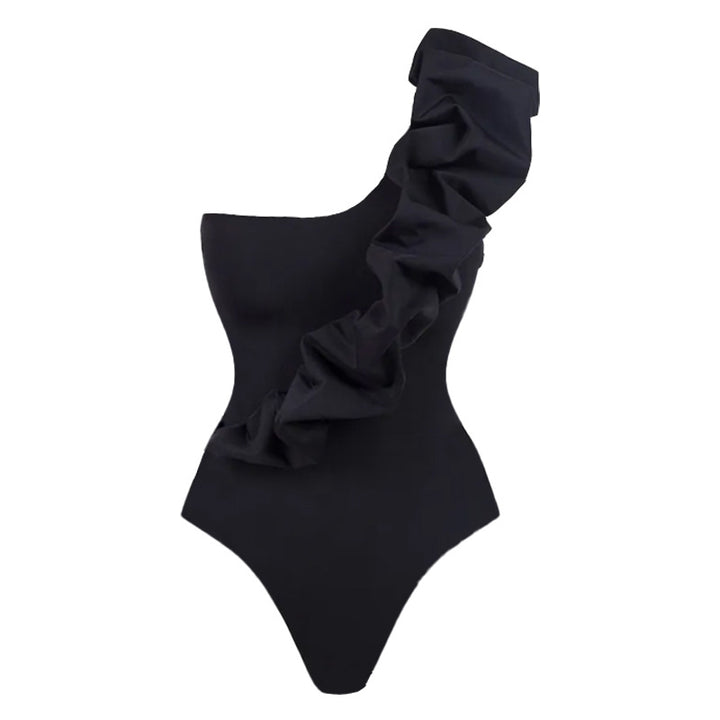Women One-sided Swimsuit with Voluminous Ruffle Element Mune Fashion
