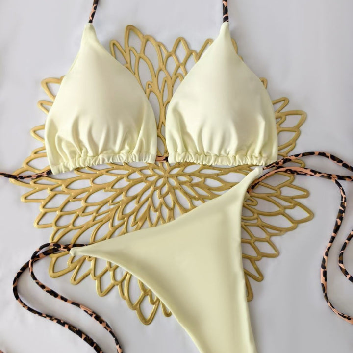 Women's Triangle Bikini Set with Adjustable Straps and Fashionable Leopard Print Mune Fashion