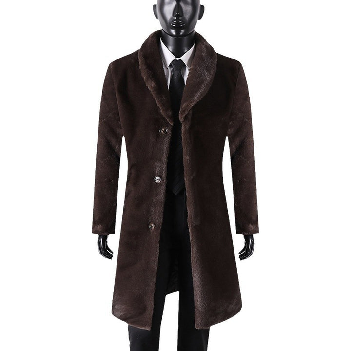 Men's faux fur coat with shawl collar, quilted lining and classic button placket Mune Fashion