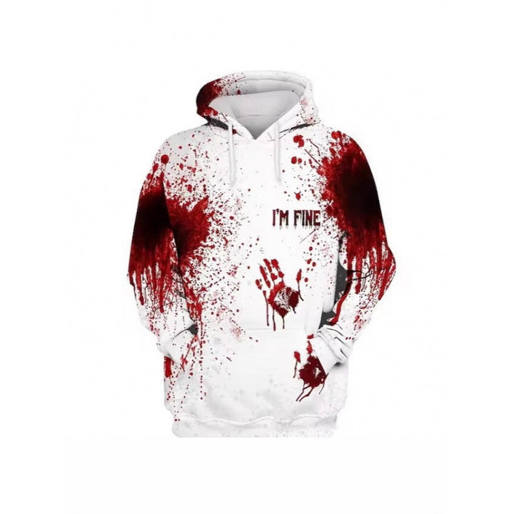 Women's Creative Hoodie with Blood Red Print Mune Fashion