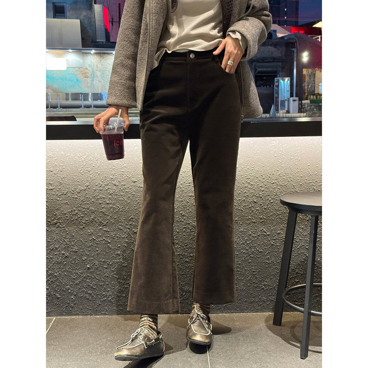 Women Elegant Flared Cord Pants Mune Fashion