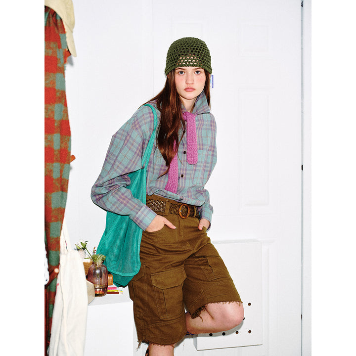 Unisex Boxy Check Shirt made of soft flannel with dropped shoulder and patch chest pocket Mune Fashion