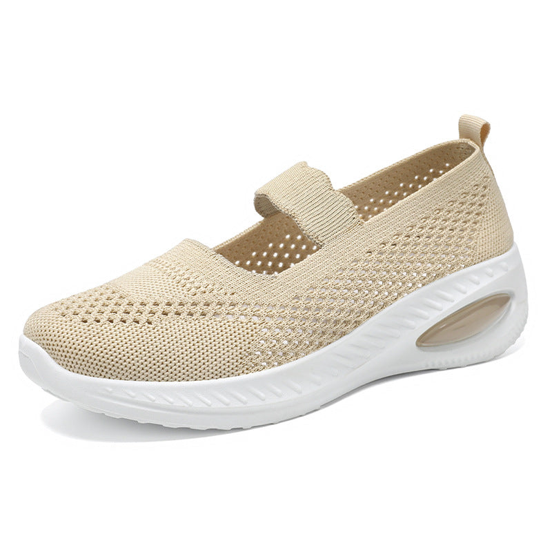 Women's knitted Mary-Jane comfort sneaker with elastic strap and visible air-cushion midsole Mune Fashion