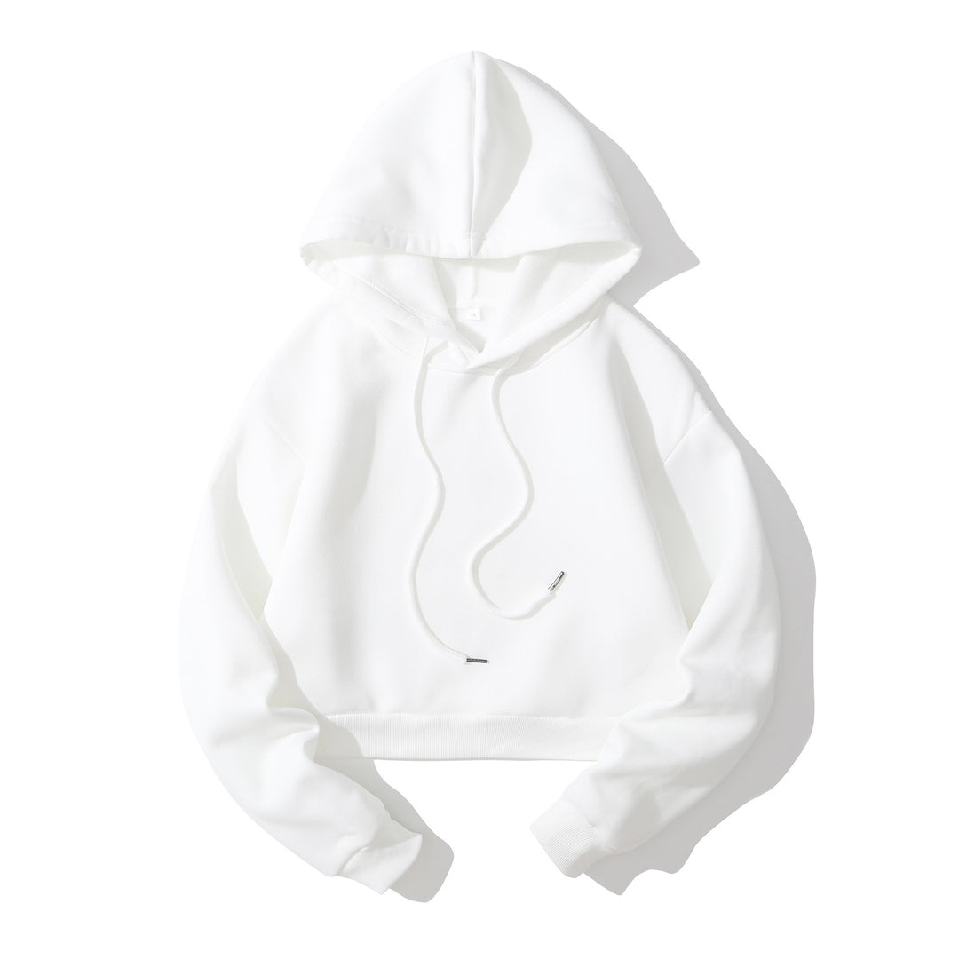 Women's cropped hoodie with soft fleece interior and elastic ribbed hem Mune Fashion