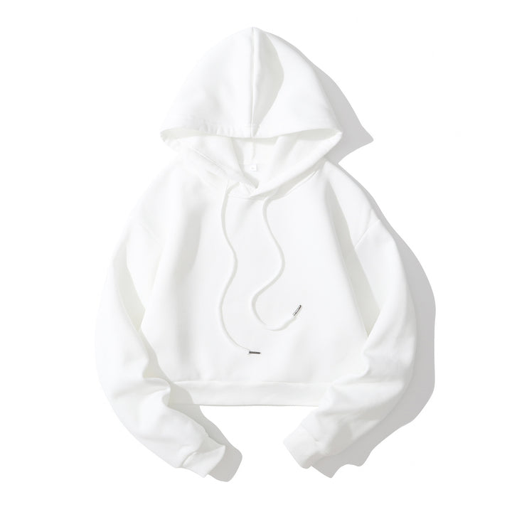 Women's cropped hoodie with soft fleece interior and elastic ribbed hem Mune Fashion