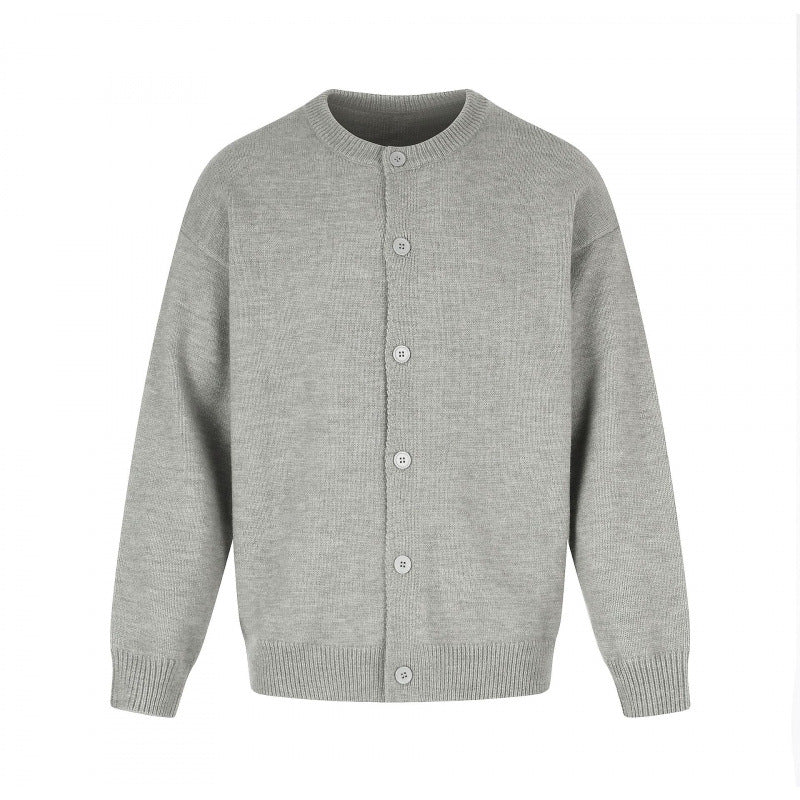 Unisex Boxy Knit Cardigan with Round Neckline and Full Button Placket Mune Fashion
