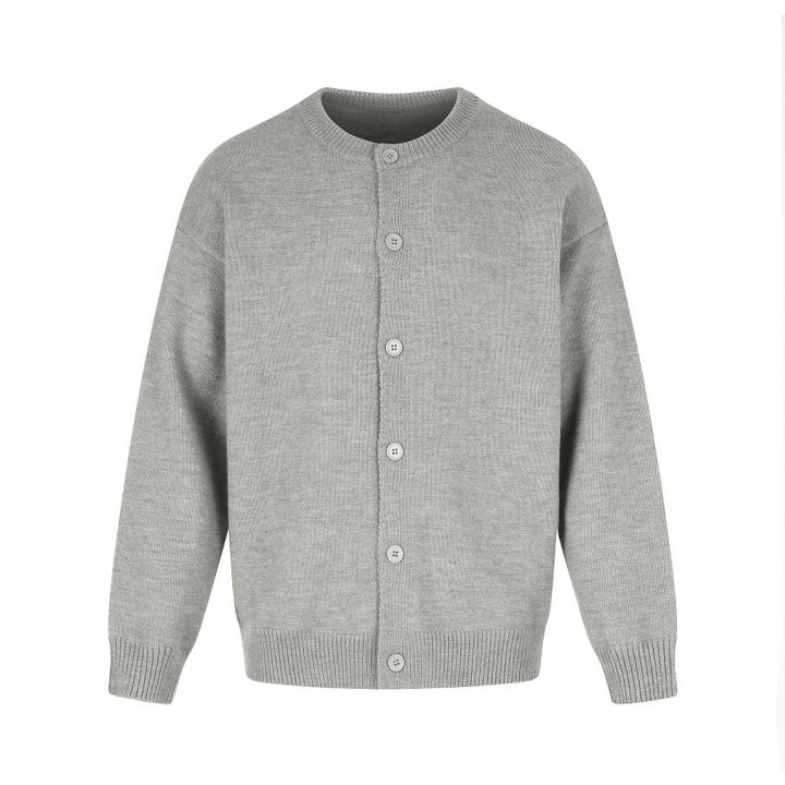 Unisex Boxy Knit Cardigan with Round Neckline and Full Button Placket Mune Fashion
