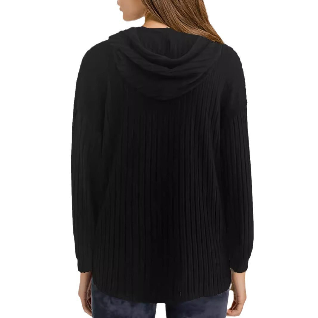 Women's Ribbed Hoodie Pullover with Hood and Casual Cropped Silhouette Mune Fashion