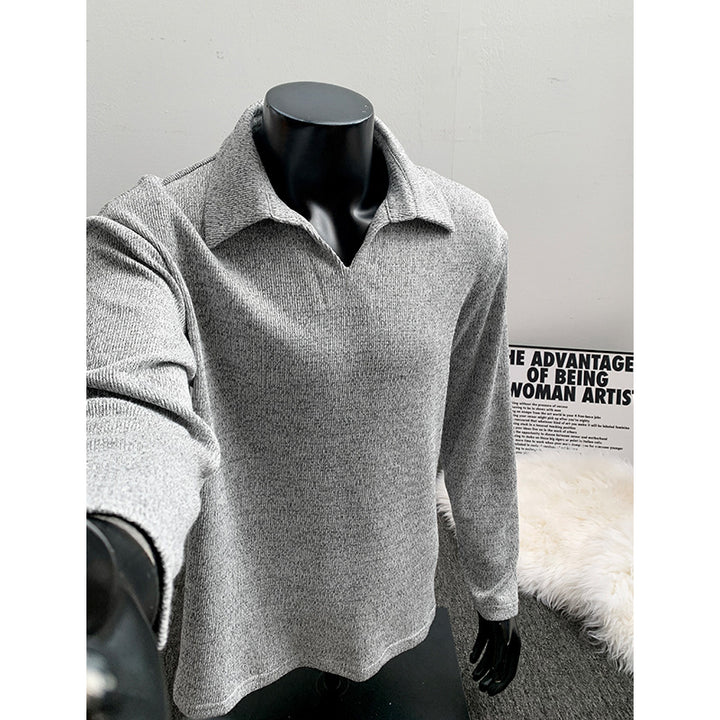 Men's fine-knit polo sweater with open lapel collar and light structure Mune Fashion