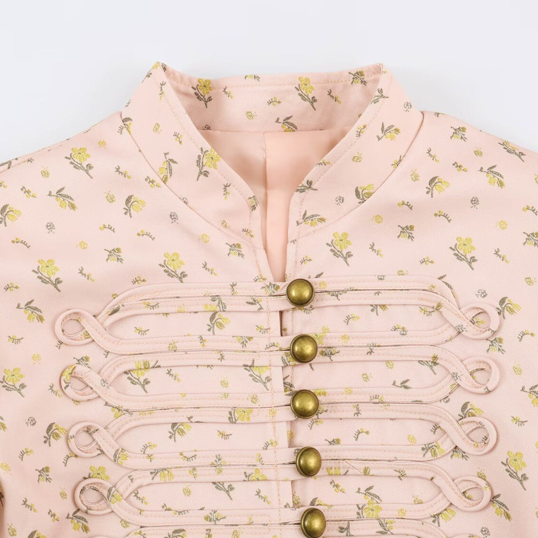 Women's Tailored Short Jacket with Decorative Lacing and Stand-Up Collar Mune Fashion