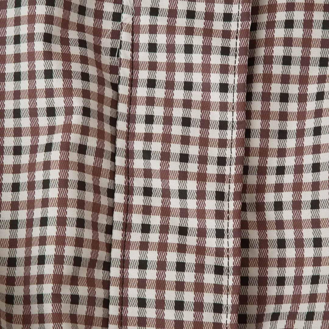 Women's Checked Cropped Field Jacket with Drawstring Hem, Stand-Up Collar and Boxy Silhouette Mune Fashion