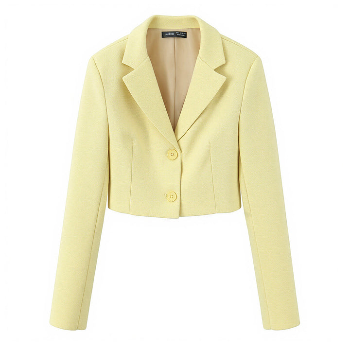 Women Short Boucle Tweed Blazer with Notch Lapel and Two-Button Closure Mune Fashion
