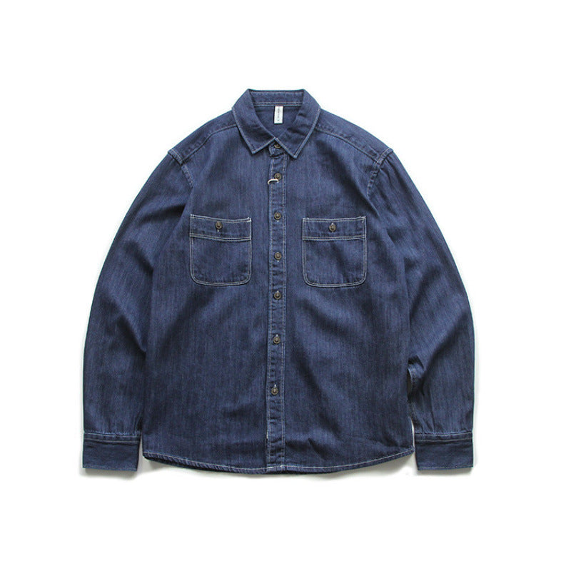 Men's Denim Worker Jacket with Chest Pockets and Relaxed Fit Mune Fashion