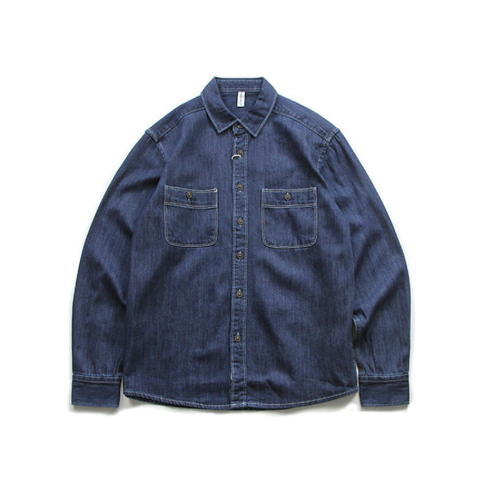 Men's Denim Worker Jacket with Chest Pockets and Relaxed Fit Mune Fashion