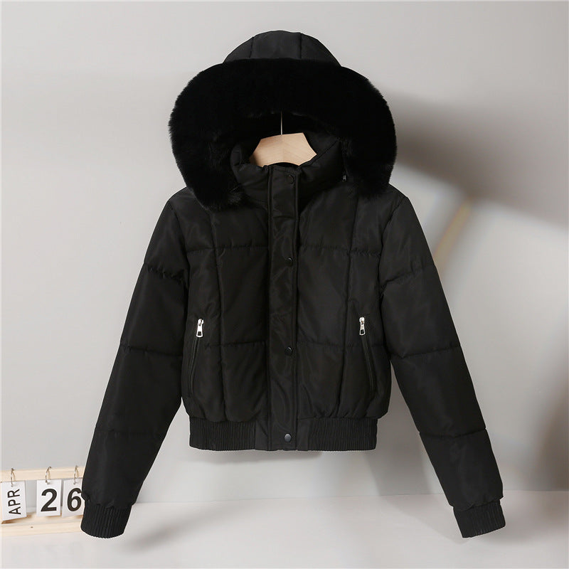 Women’s quilted bomber jacket with hood and faux fur trim Mune Fashion
