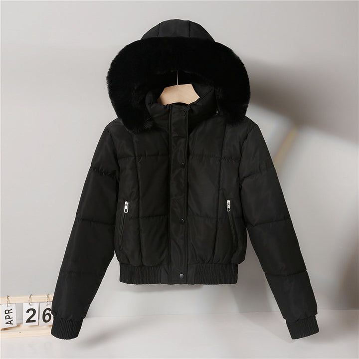 Women’s quilted bomber jacket with hood and faux fur trim Mune Fashion
