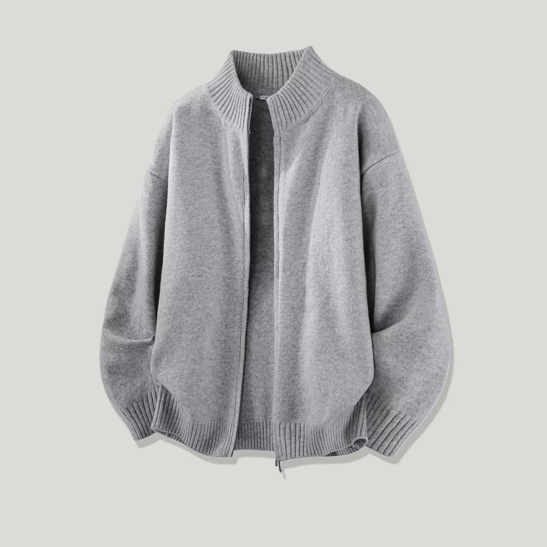 Women's Fashion Chunky Knit Cardigan with High Collar Mune Fashion