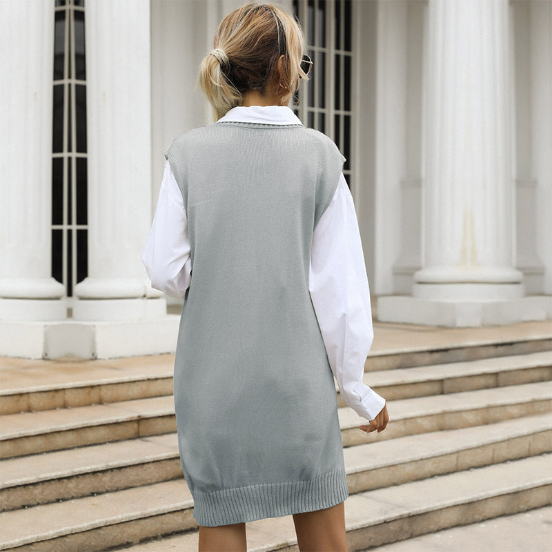 Women Casual Knit Sweater Dress Mune Fashion