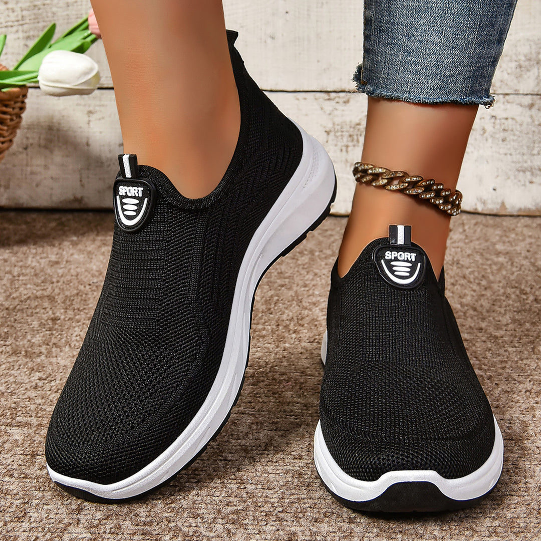 Women's knitted slip-on comfort walking sneaker with sock-like entry and cushioned memory comfort sole Mune Fashion