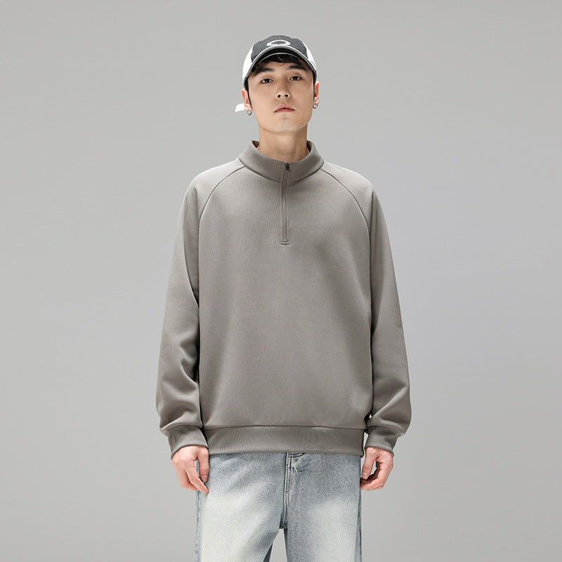 Herren Halbzip‑Sweatshirt mit Stehkragen und kontrastseitigen Einsätzen Mune Fashion