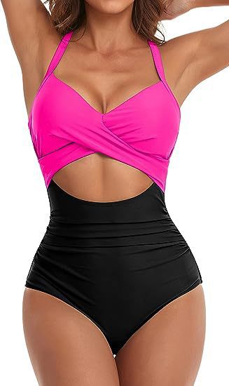 Women's One-Piece Swimsuit with Elegant Wrap Cut Mune Fashion