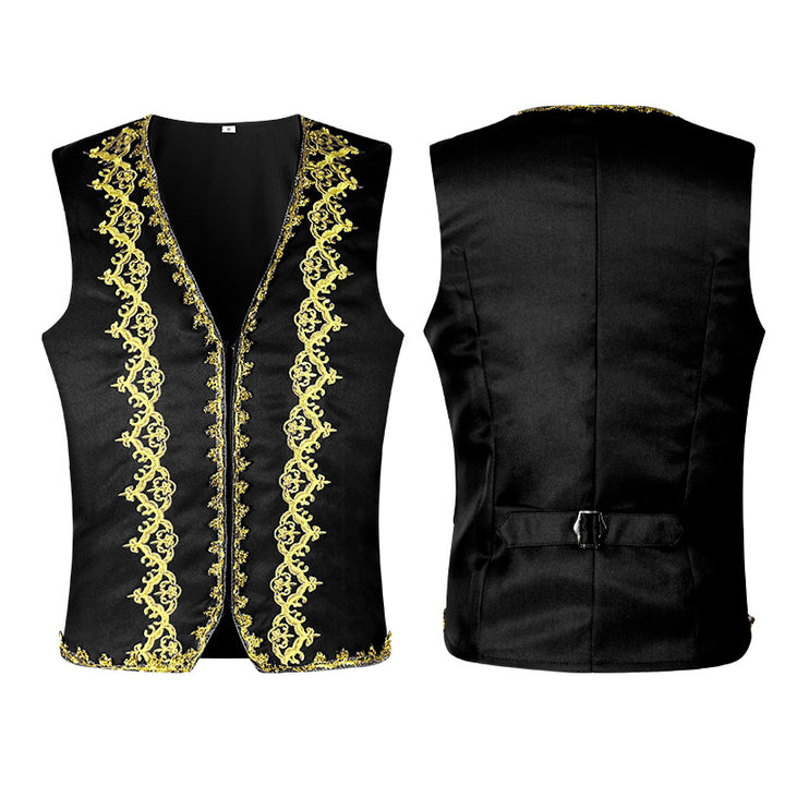 Men's sleeveless vintage linen shirt with chest lacing and stand-up collar Mune Fashion