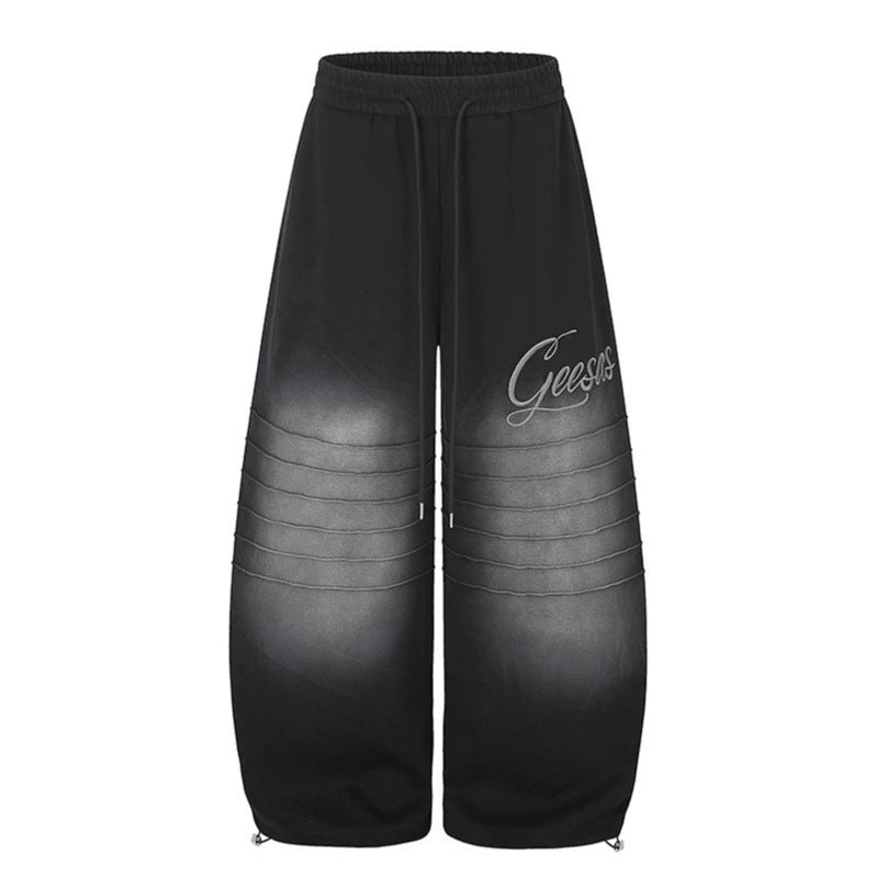 Women's Extra Wide Palazzo Sweatpants with Quilted Details, Drawstring Waistband, and Adjustable Hem Mune Fashion