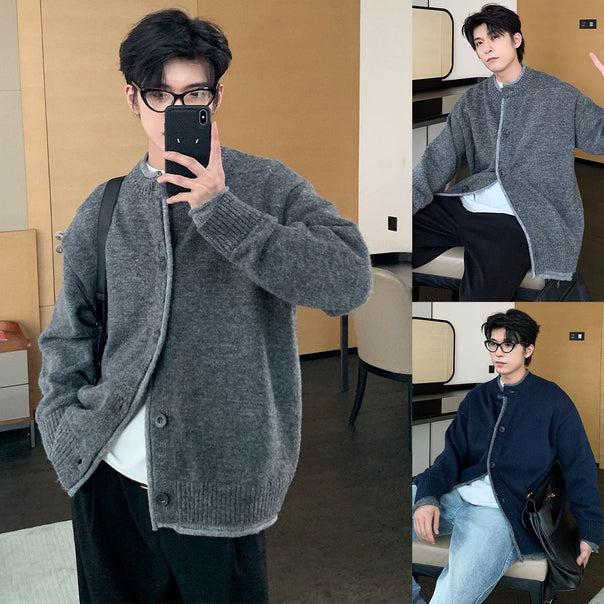 Men's Fashionable Knit Pullover with Button Placket Mune Fashion 1787964611