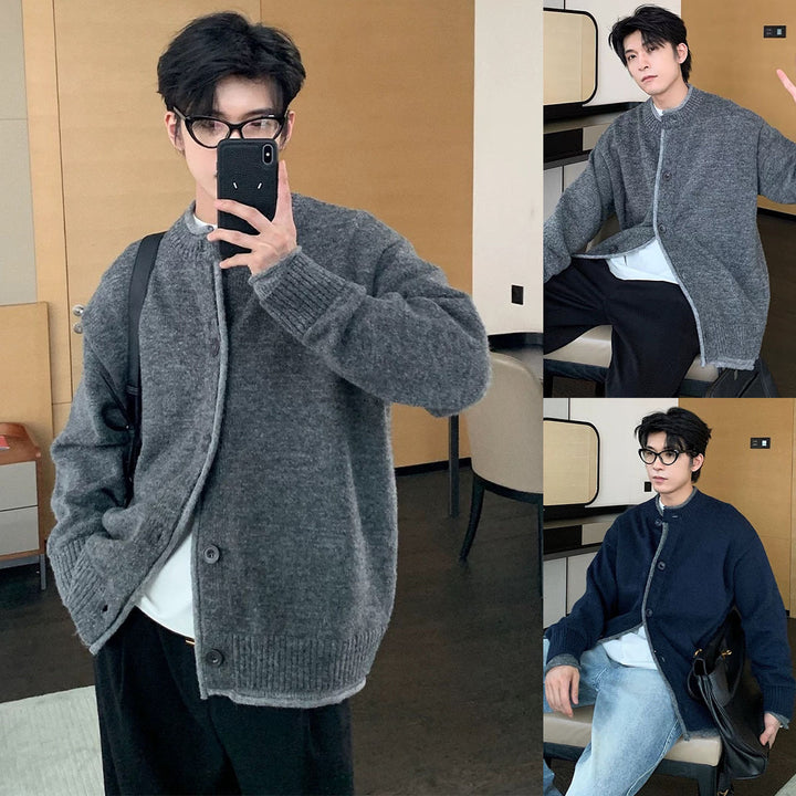 Men's Fashionable Knit Pullover with Button Placket Mune Fashion 1787964611