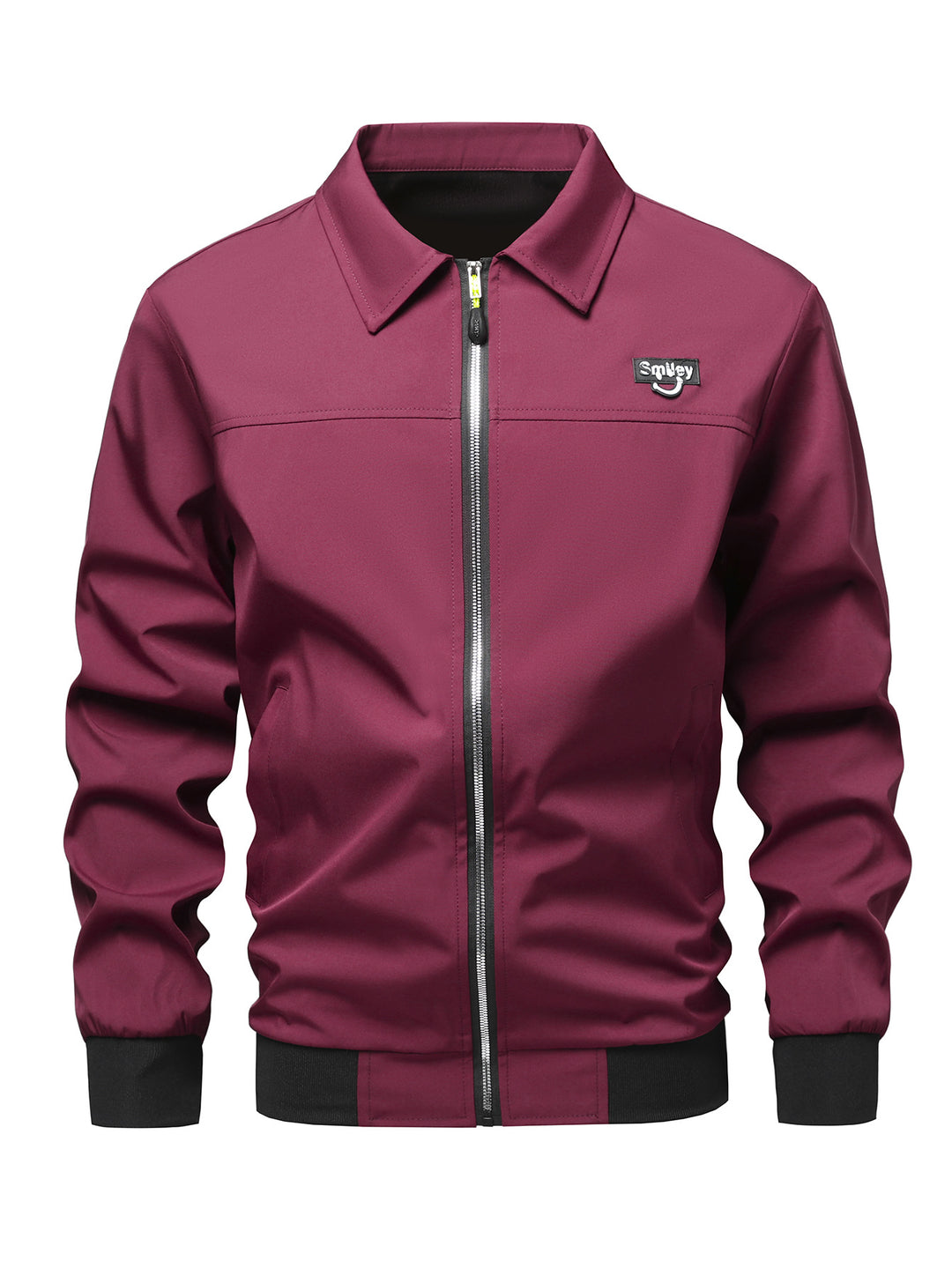 Men's Collar-Zip Blouson made of softshell with ribbed cuffs & Smiley patch Mune Fashion
