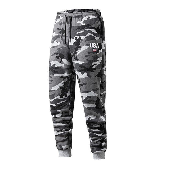 Men's sporty cargo pants with elastic waistband