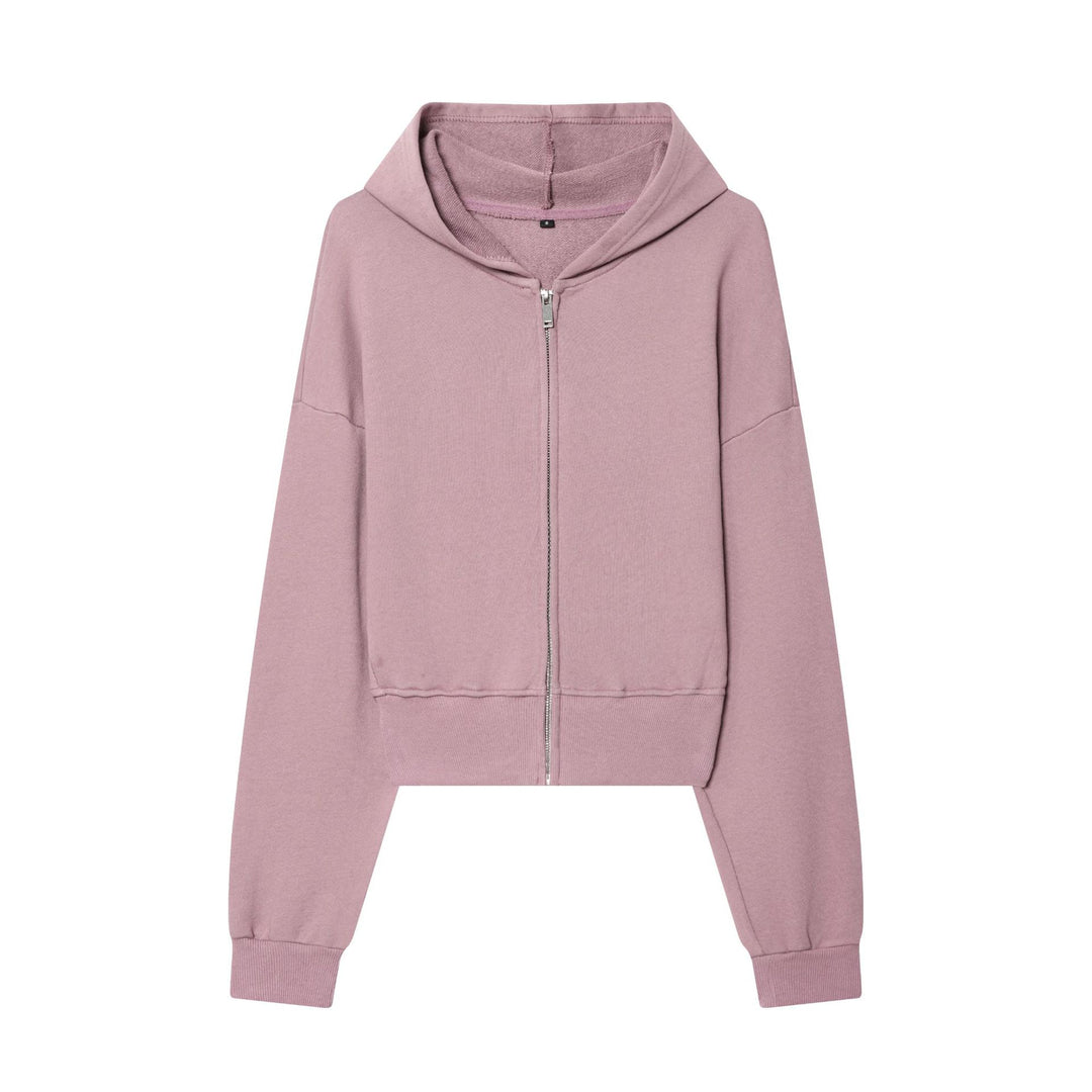 Women 10+ Cropped Hooded Jacket with Full Zip and Dropped Shoulder Mune Fashion