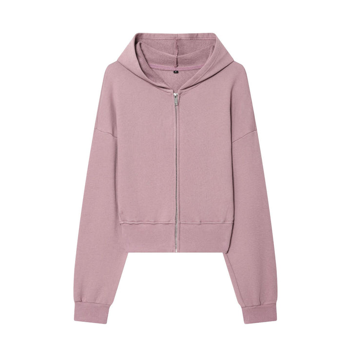 Women 10+ Cropped Hooded Jacket with Full Zip and Dropped Shoulder Mune Fashion